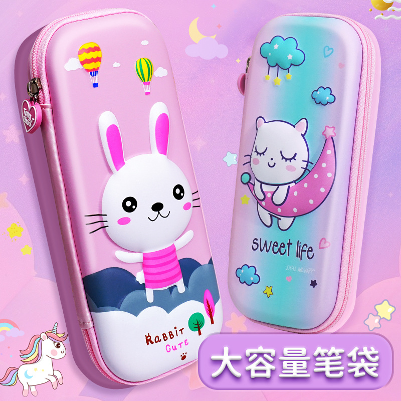 Nueva caja de papelería EVA estereoscópica caja de bolsas de lápiz impermeable a prueba de agua sucia a prueba de agua de gran capacidad bolsas de lápiz de papelería de estudiantes primarios