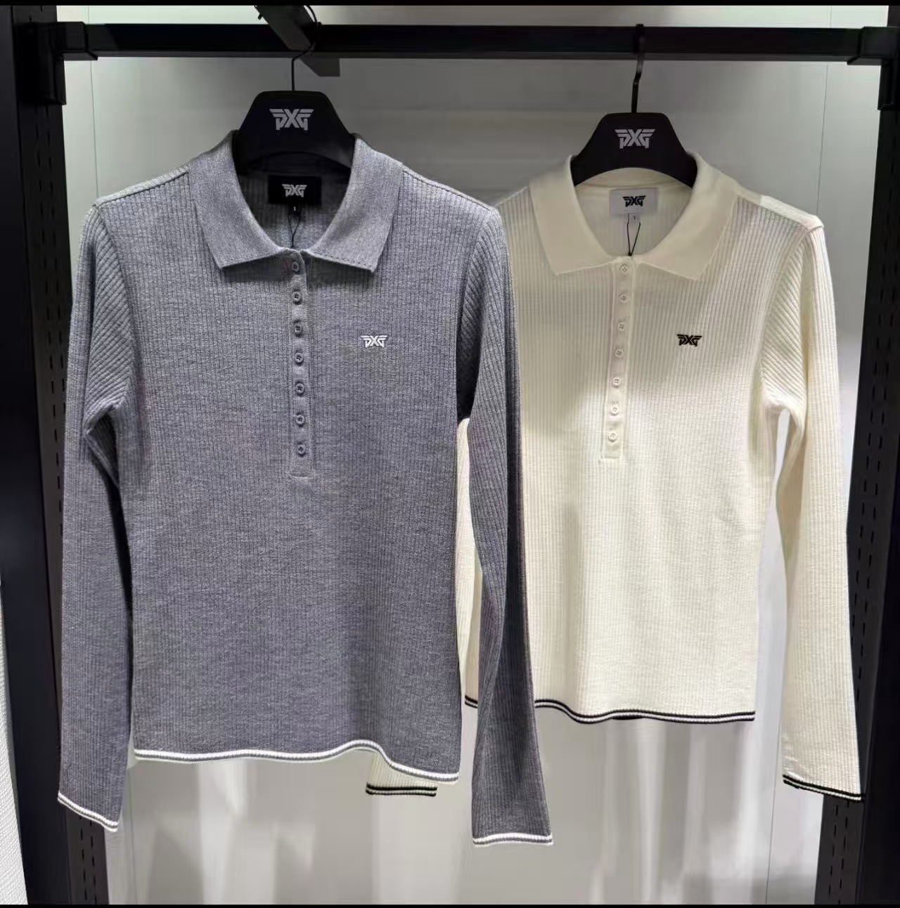 26 Spring/Summer Women's Golf Wear: Color-Blocked Long-Sleeve Knit Sweater with Natural Color Combination and High Elasticity