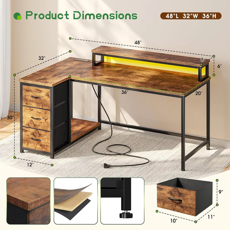 Cross-Border Factory Direct Sales of Simple Home Office Furniture, Wide L-Shaped Computer Desk with Storage Cabinet, Large Space Computer Desk Cross-Border Factory Direct Sales of Simple Home Office Furniture, Wide L-Shaped Computer Desk with Storage Cabinet, Large Space Computer Desk