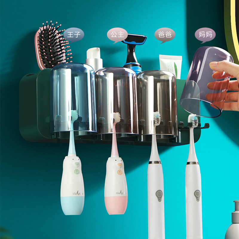 Estante de cepillo de dientes eléctrico montado en la pared baño enjuague bucal Copa ponche-libre cepillo de dientes taza montado en la pared cepillo de dientes taza traje