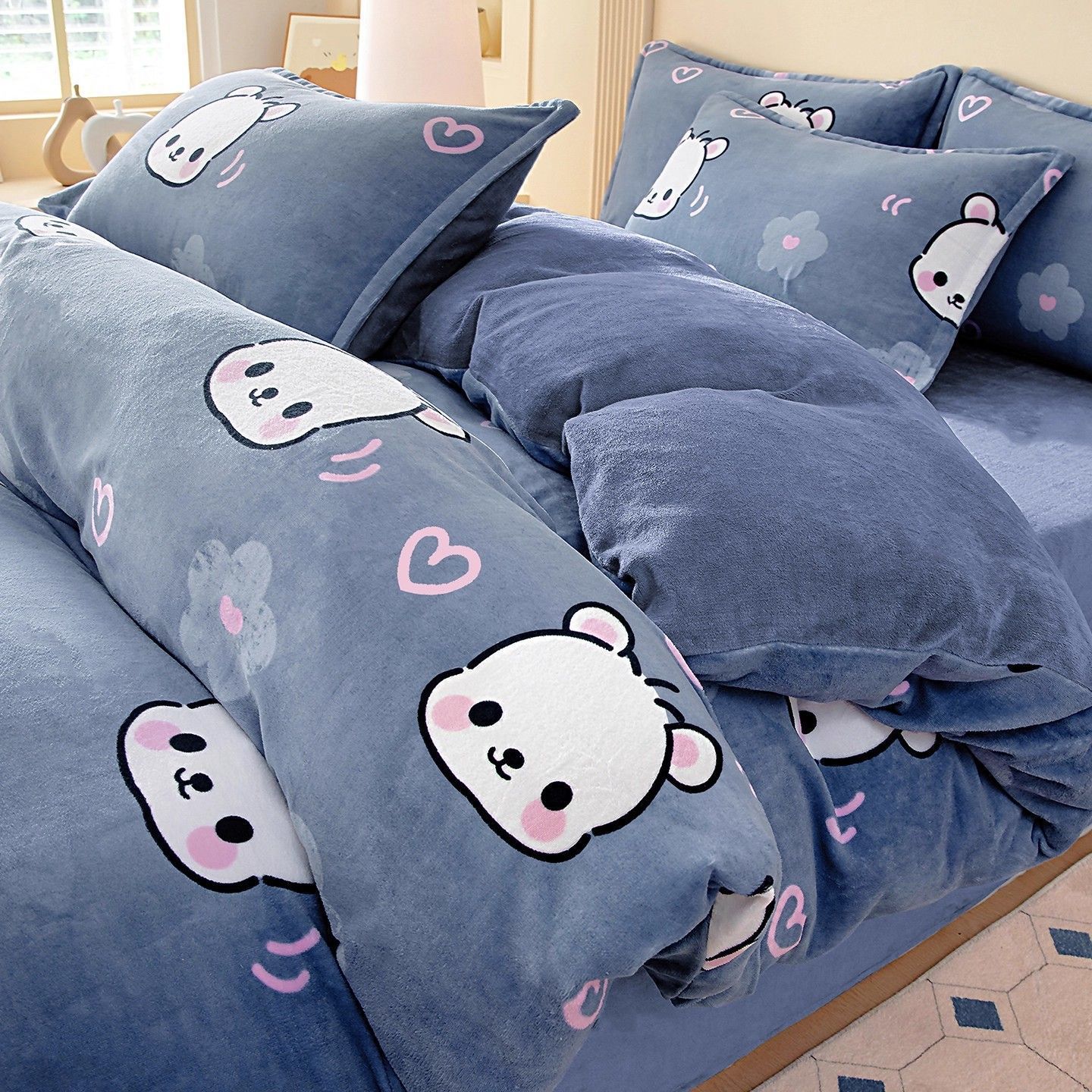 Invierno leche edredón cubierta de una sola pieza de franela de coral hogar con edredón de calor 150x200x230 nuevo