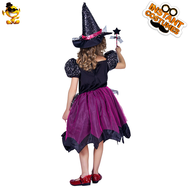Traje de Halloween estrella hilado niño bruja vestido partido traje distribución al por mayor