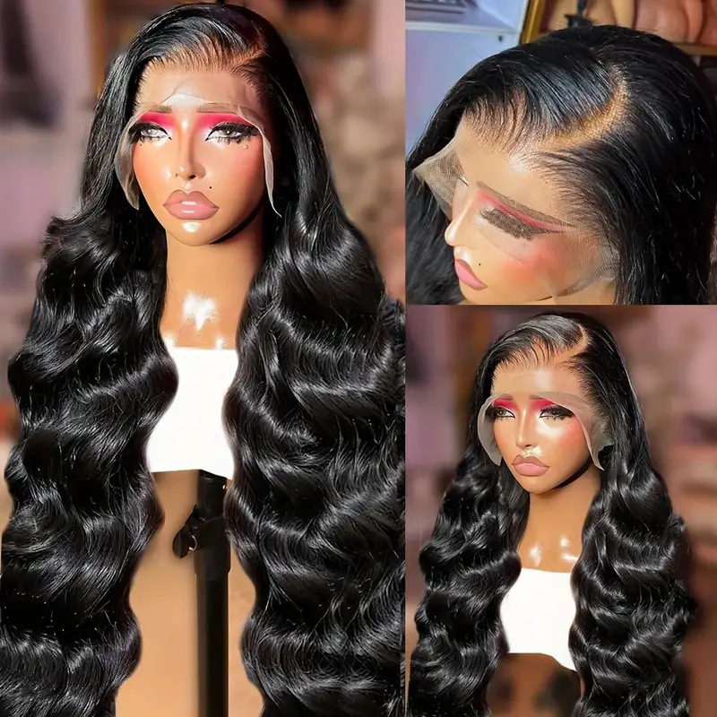 13*4 Natural High Temperature Silk Front Lace Wig for Women with Medium Parted Big Wavy Long Curly Hair Natural Full Headband Style