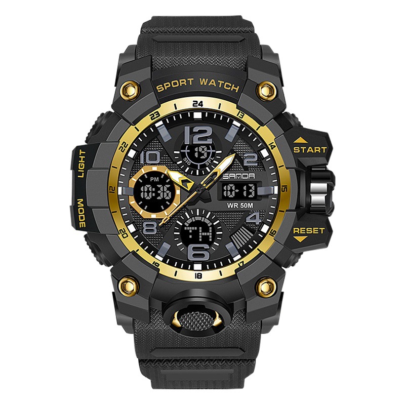 SANDA Nuevos hombres Reloj de moda deportes al aire libre reloj impermeable multifunción cuarzo reloj electrónico hombres