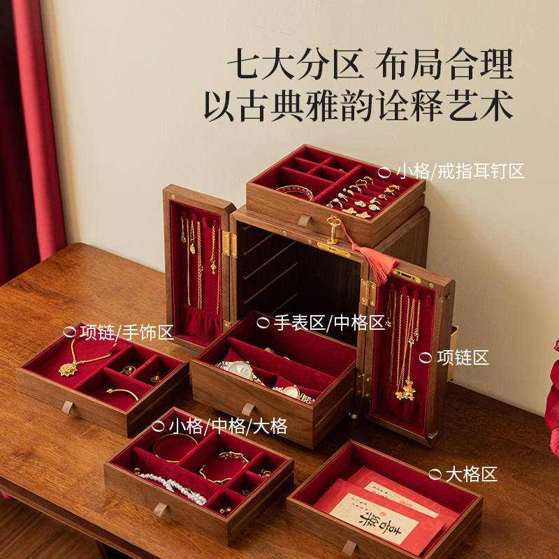 Baixiyiwu ジュエリーボックス収納ボックス 2025 ネックレスイヤリングジュエリーボックス新中国風の絶妙なハイエンドのウェディングギフト|undefined