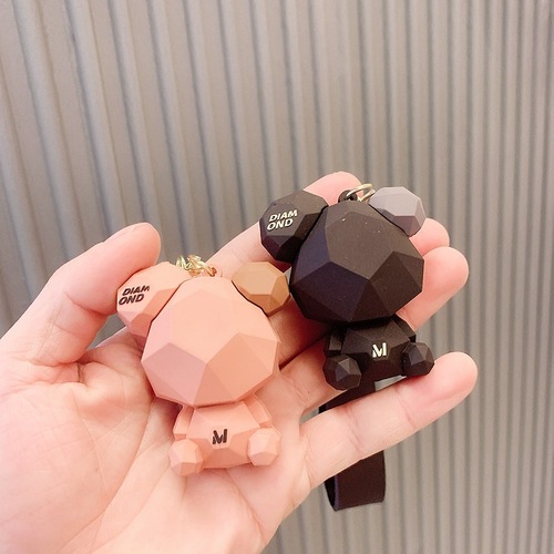 Cute Bear Keychain Silicone Car Couple Charms Cartoon Schoolbag Ornament Creative Wholesale Keychain