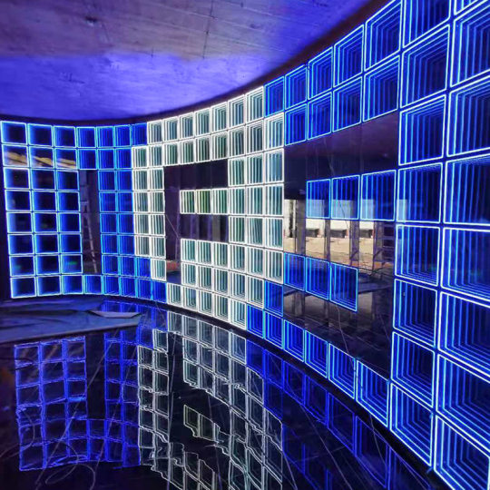 3D abyss mirror luminous floor tile neon background wall bar stage colorful external control induction lasagna mirror
