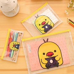 卡通網格拉鏈筆袋可愛筆小學生簡約PVC透明鉛筆袋辦公透明筆袋