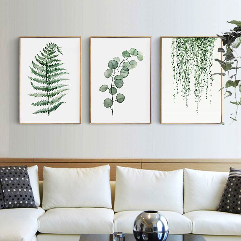 Green Planting Nordic Style Living Room Decorative Painting Sofa Background Wall Mural Modern Simple Dining Room Wall Art Hanging Painting