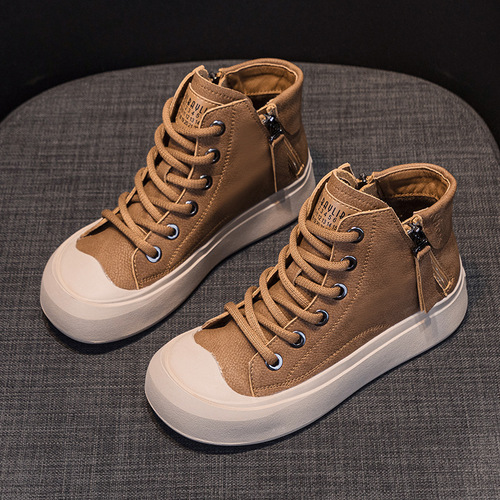 Retro Short Boots for Women, Soft Sole, New Autumn/Winter Style, Versatile Casual High-Top Shoes for Women, INS Style, Plus Size Single Shoes