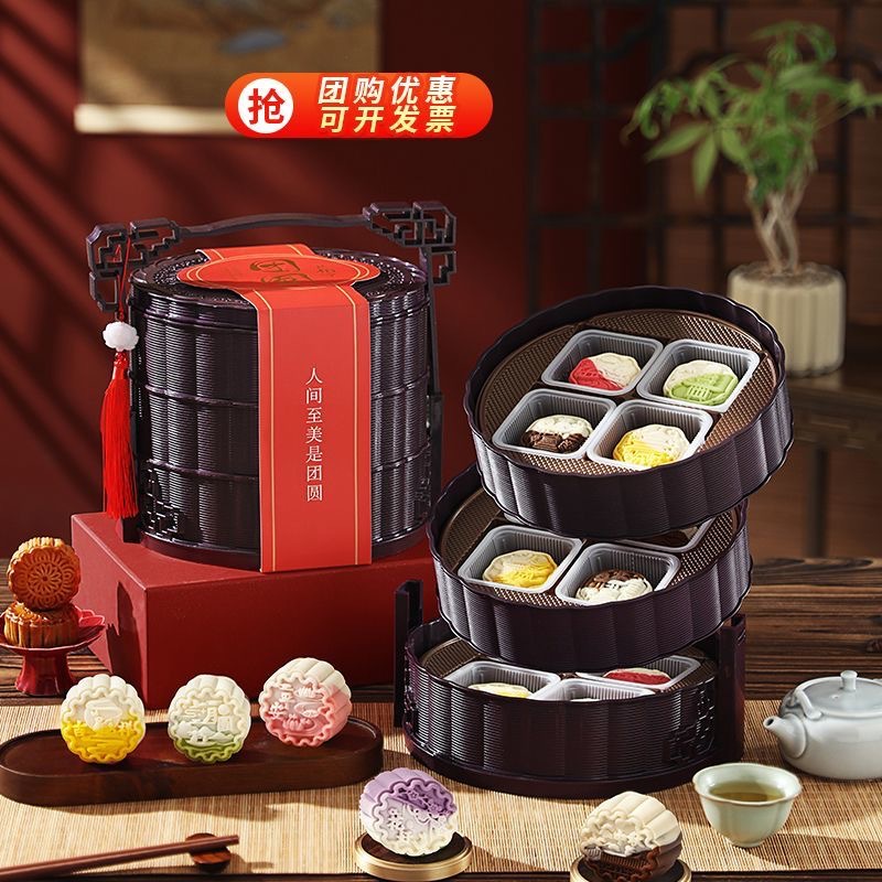 古典风节日礼盒烫金 高端精美礼品包装端午中秋春节礼品提篮批发