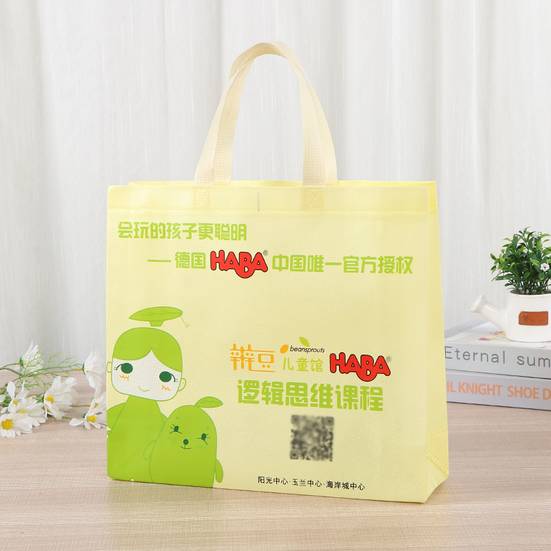Bolsa de mano de tela no tejida impresa en color clase de capacitación bolsa de embalaje de comida para llevar bolsa de compras de snack de gran capacidad de supermercado image 4
