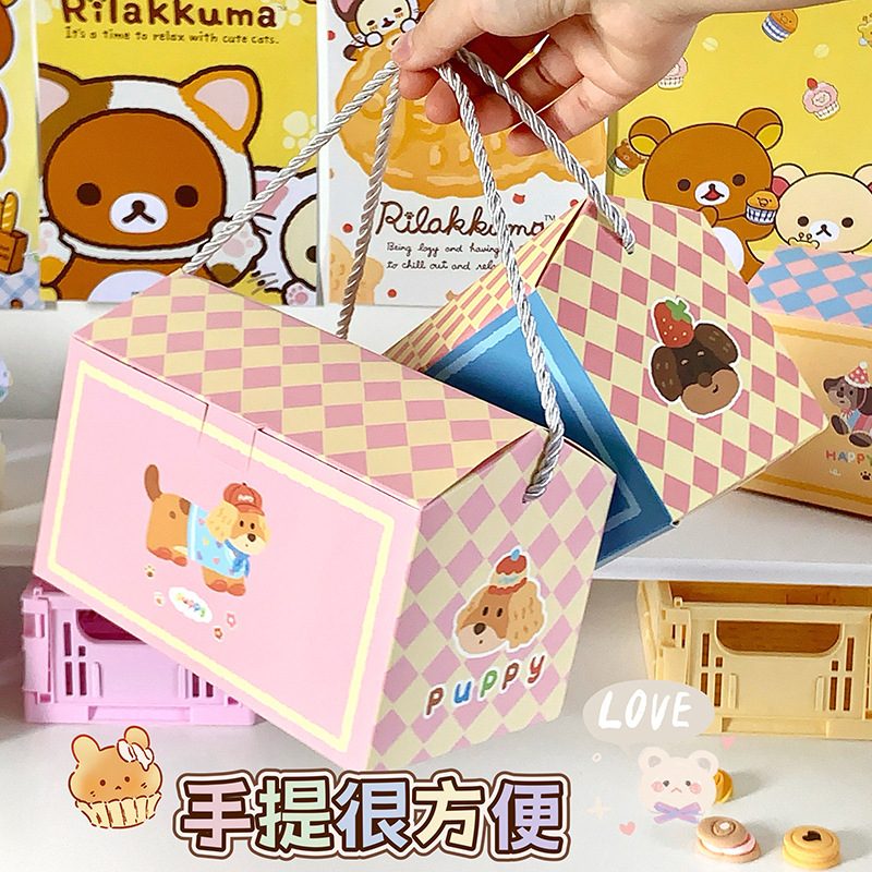 かわいい子犬の手提げ箱空箱漫画ギフトボックスキャンディー司康焙煎クッキーギフトボックス手提げ|undefined