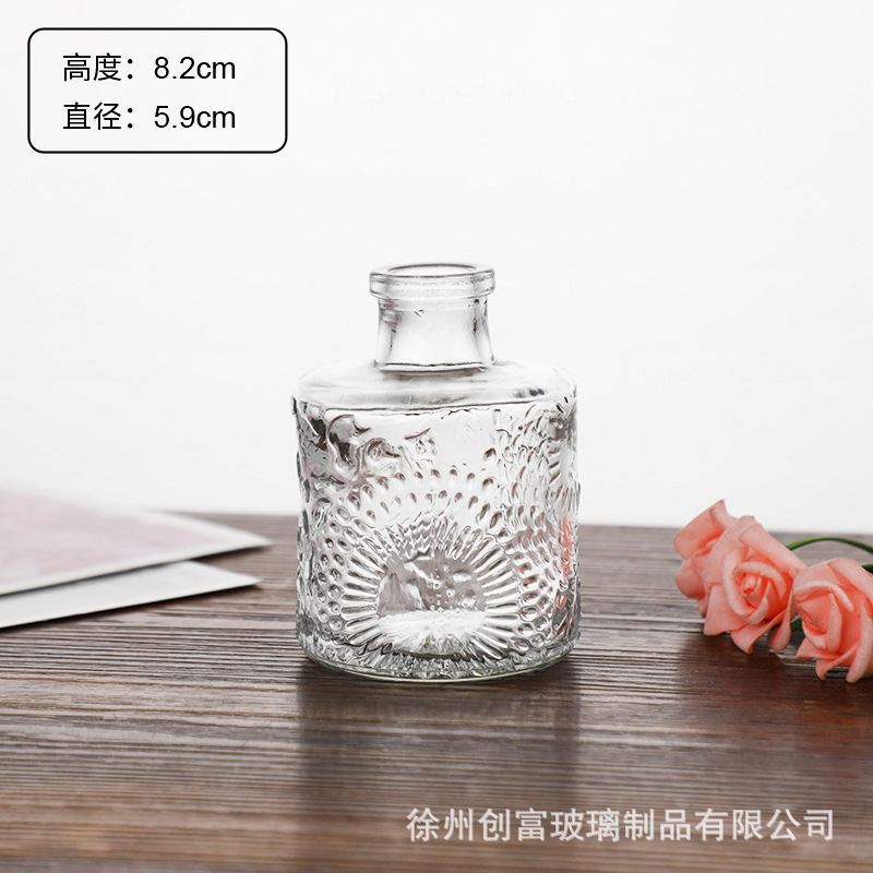 Luz de lujo simple retro mini jarrón de vidrio en vidrio de viento pequeño jarrón de flores flores flores secas flores decoración de oficina