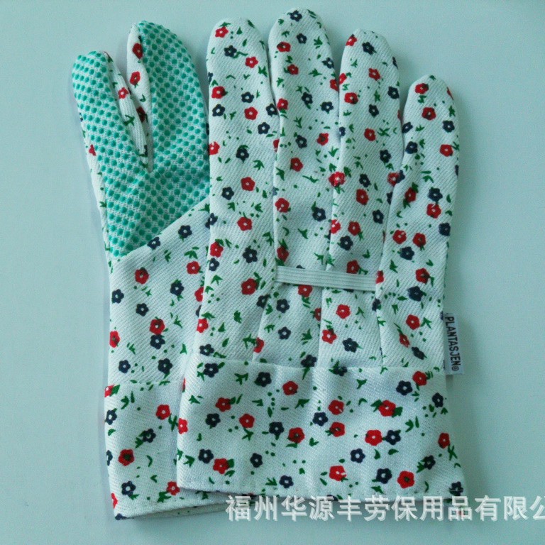 印花PVC点珠平口花园手套