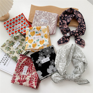 68 cotton and linen square scarf women's spring and autumn summer matching shirt neck protection scarf professional stewardess fashion scarf