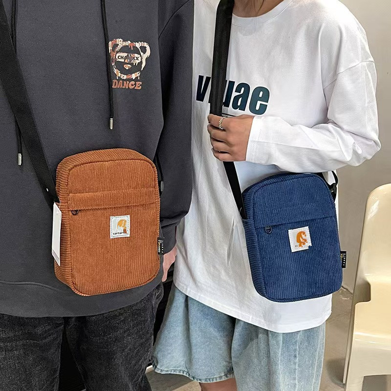 Trendy Carhartt Casual Crossbody Bag Corduroy Simple Versatile Sports Shoulder Bag Portable Small Shoulder Bag Mobile Phone Bag