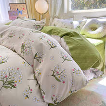 厂家供应芦荟棉四件套家用学生宿舍单双人床单被套枕套四件套批发