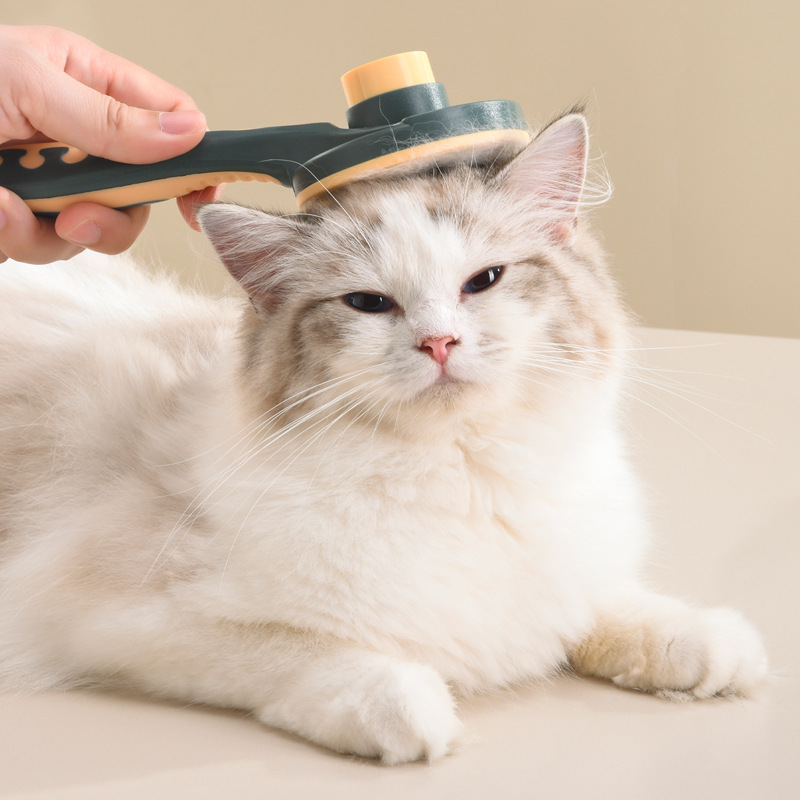 Eisenwell peine para mascotas peine autolimpiante peine de aguja de acero inoxidable peine autolimpiante de una tecla peine de limpieza para perros y gatos productos para mascotas