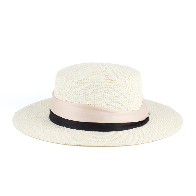 Estilo coreano verano de las mujeres sombrero superior plana cúpula al aire libre sombrero de sol moda ala corta protección solar sombrero de paja Comercio exterior al por mayor