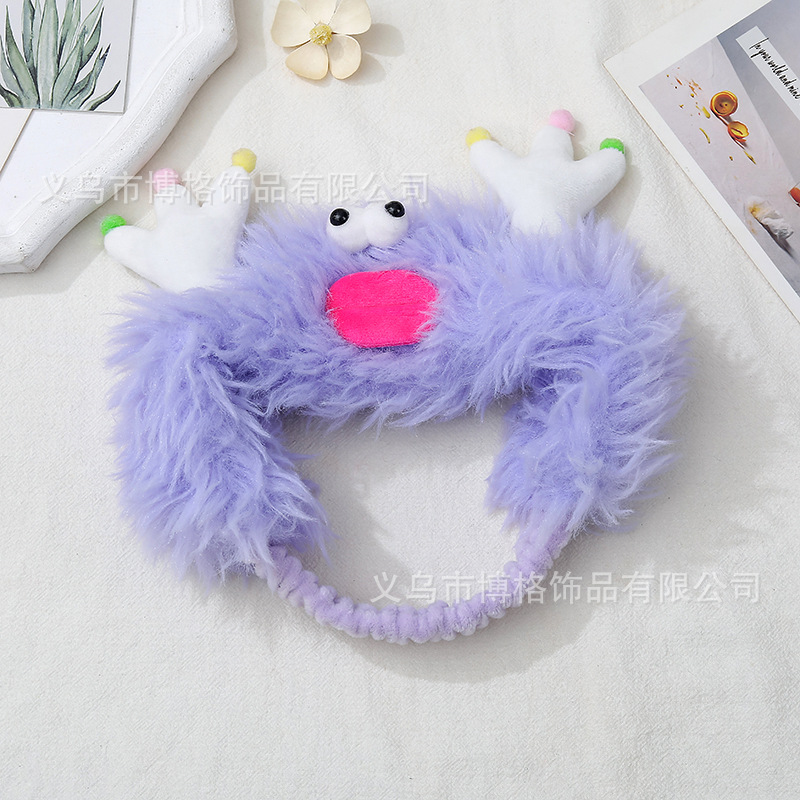 2023 otoño y el invierno nuevo lindo divertido pelo banda estudiante lavado de cara maquillaje felpa Internet Celebrity mismo estilo diadema