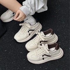 2025早秋季新款厚底小白鞋女百搭休闲鞋ins潮小众设计感韩版时尚