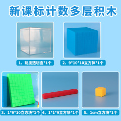 New curriculum standard for counting multi-layer building blocks, understanding of numbers within 10,000, volume capacity unit demonstrator, cubic decimeter model