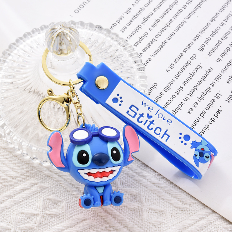 キーホルダーかわいいステッチキーホルダー人形ソフトプラスチック車漫画小さなギフトストリートステッチペンダント|undefined