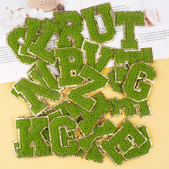 Embroidered Label Towel with Gold-Edged English Letter Patches | Apparel Accessories | Badge Appliqués | Chenille Embroidery Fabric Patches