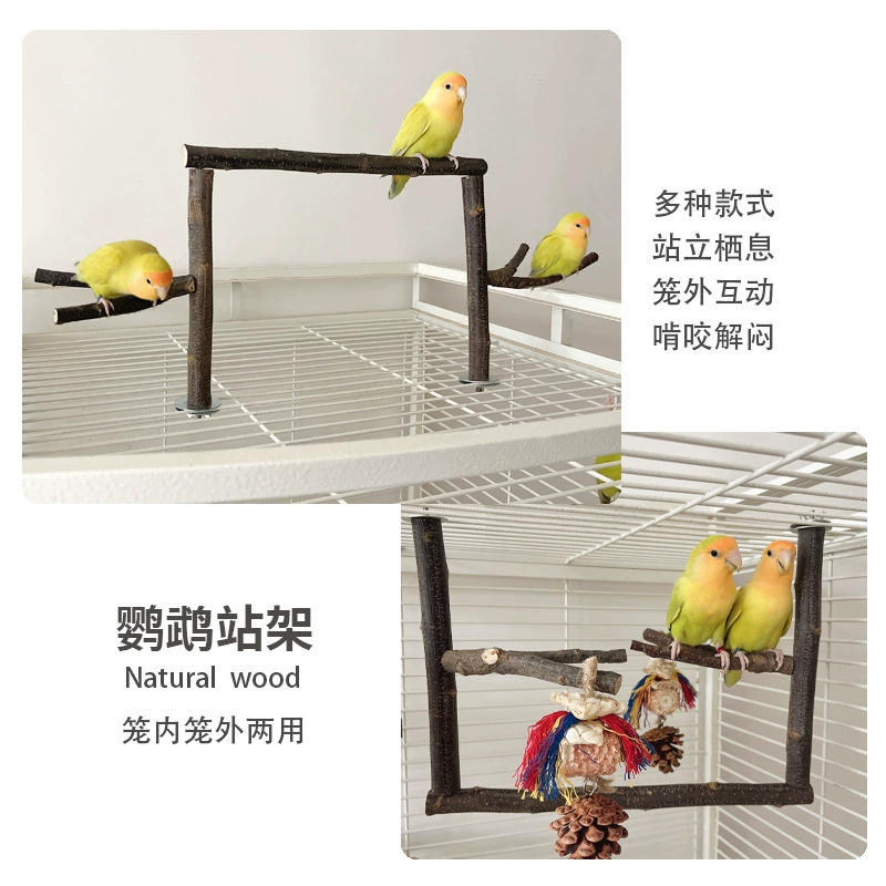 Подставка для попугая взгромоздился деревянная игрушка для птиц шлифовальный рот шлифовальный коготь натуральная ветка дерева клетка снаружи Интерактивная подставка удочка укус струна комбинированная игрушка