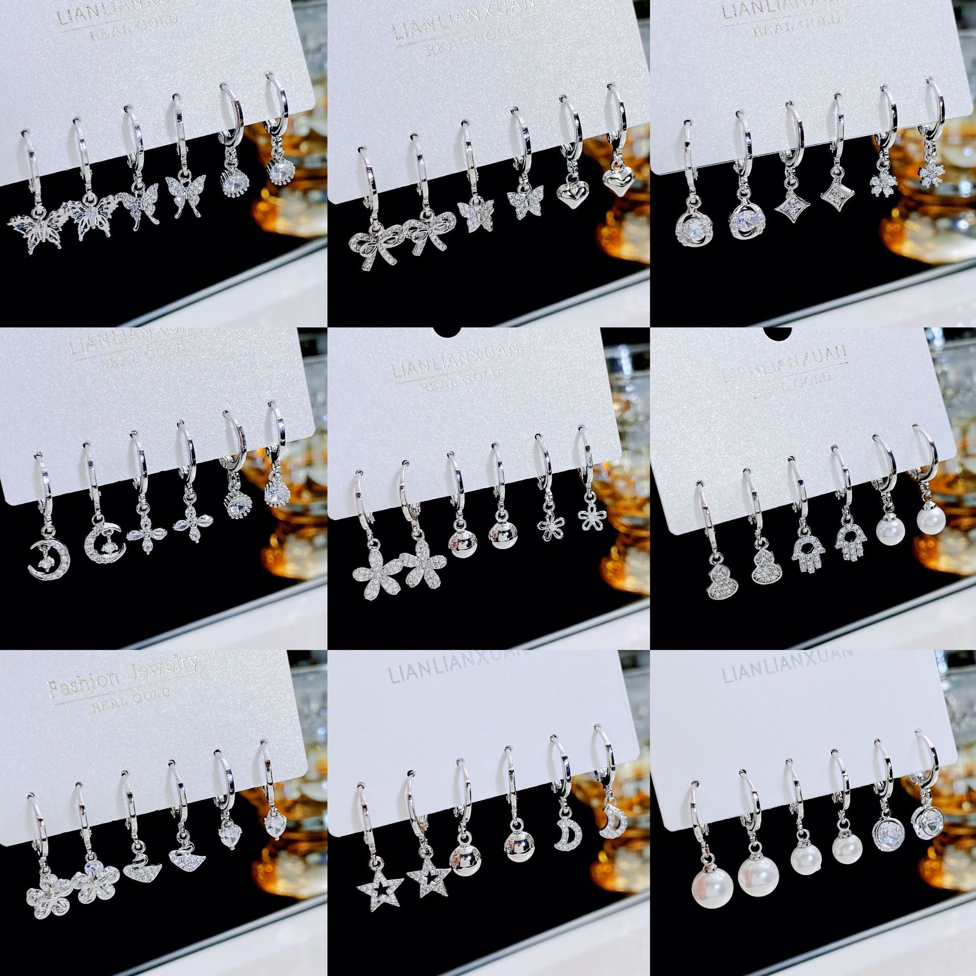 Exquisite Zircon Commuter All-match Three Pair Ear Buckle Pendant 2025 New Fashionable Elegant Niche Design Sense Earrings