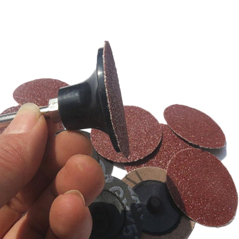 Disco de lija de par 50 de 2 pulgadas, bloqueo giratorio, papel de lija, película de lija, rueda de botón resistente al desgaste y duradera, rueda de tela, bloqueo giratorio