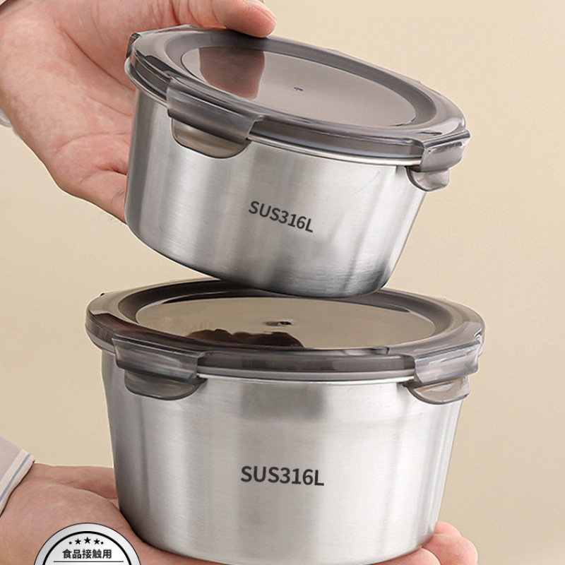 316 tazón de acero inoxidable sellado caja de almuerzo con cubierta yogur avena tazón de sopa doméstica portátil personal sin amistad estilo chino