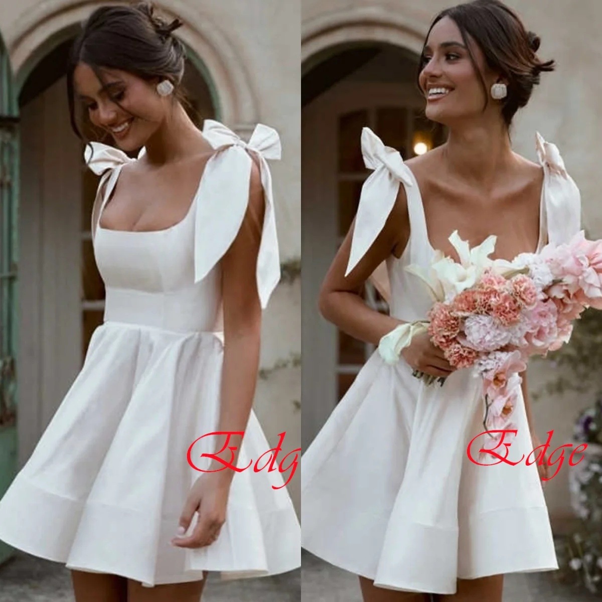 Cross-Border Wholesale Simple Satin Light Wedding Dress Strapless Registration Small Dress Short Skirt Graduation Travel Photography Light Wedding Dress