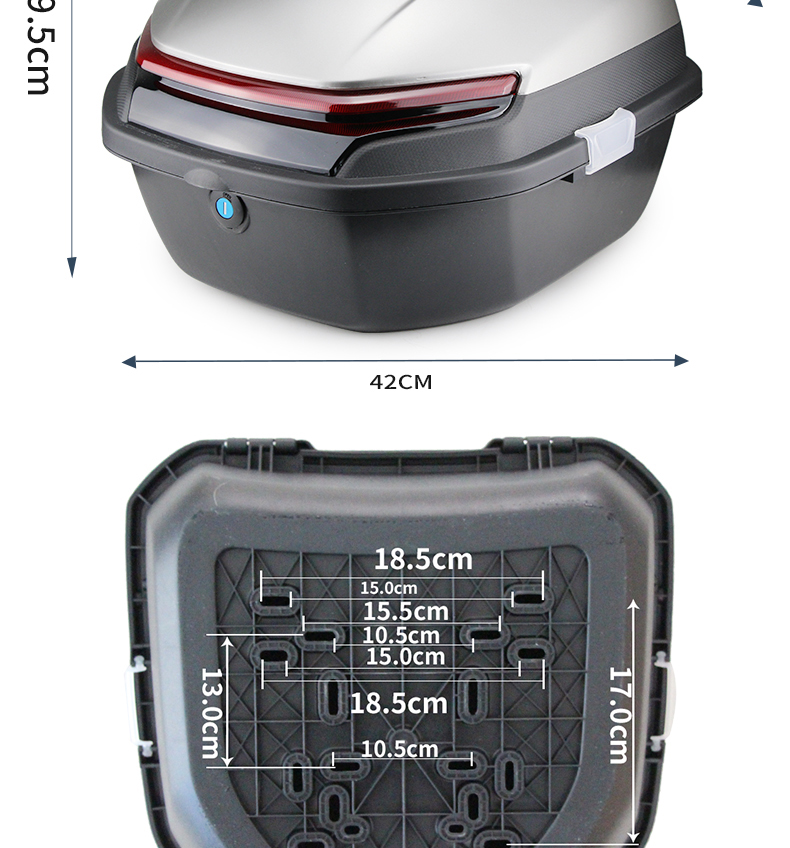 Large-capacity rear trunk for electric motorcycles such as Yadi, Aima, and Tailin, suitable for full-face helmets