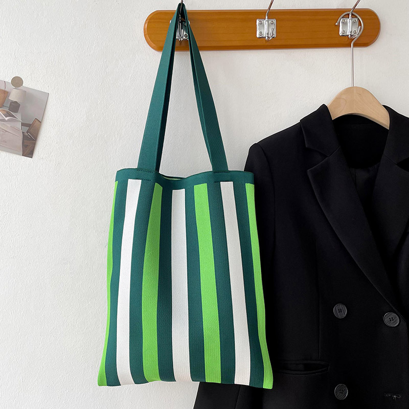 Estilo coreano nicho de diseño de color de contraste de rayas de punto bolso de hombro simple todo partido de gran capacidad bolsa de compras bolso de las mujeres