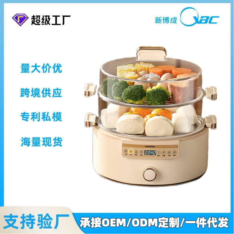 多功能电蒸汽锅家用蒸锅蒸海鲜大容量一体多层早餐蒸包机定时预约