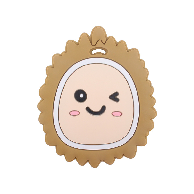 Nuevo bebé suministros dibujos animados fruta Durian teether calmante bebé creativo silicona mordedura molar juguete