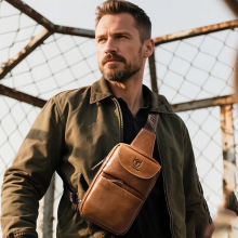 牛船长皮具男头层牛皮胸包真皮单肩斜挎时尚潮流胸前迷你小号男包