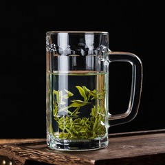 透明グラスの耐熱大サイズの厚い泡茶楼はビールの杯を刺して蓋がないバーの贈り物を持ってロゴを印刷します。