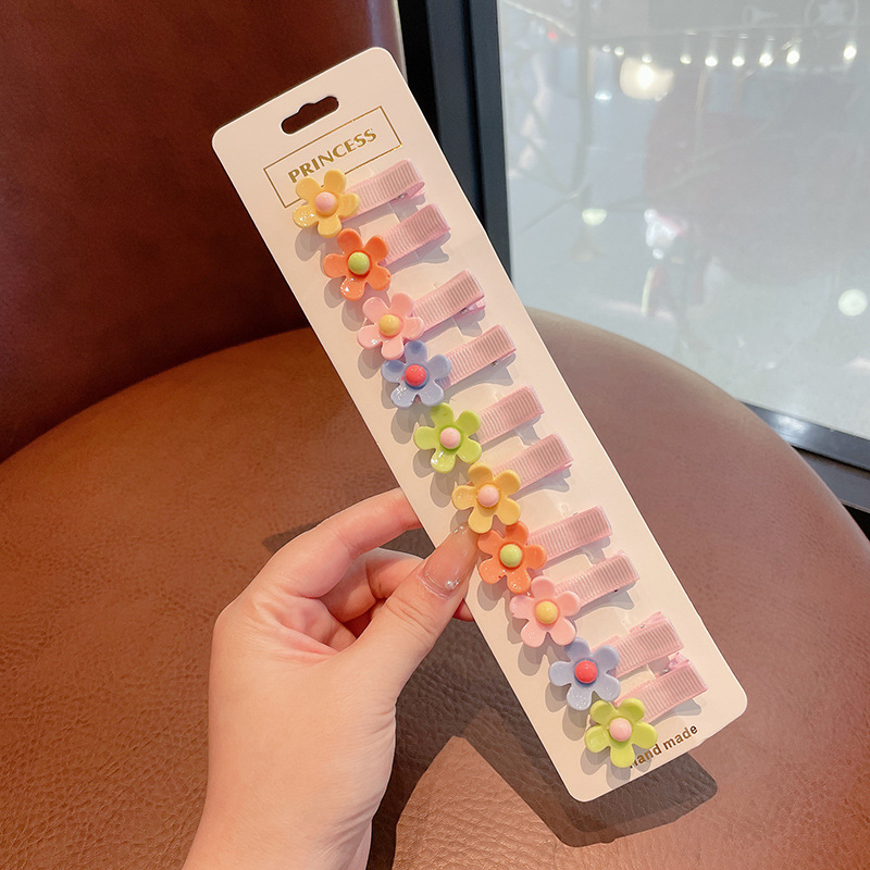 Borde de los niños de dibujos animados cubierto tela pequeña horquilla Linda niña horquilla lado flequillos clip accesorios para el cabello tocado al por mayor