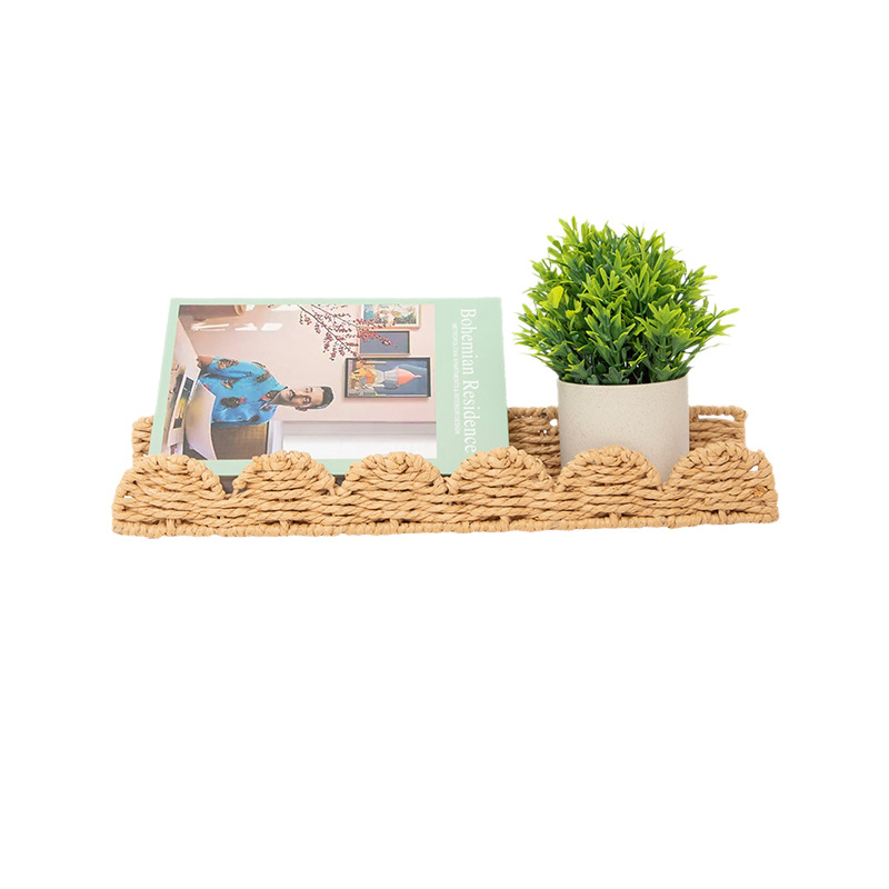 Cesta de almacenamiento de llaves de pared de cuerda de papel tejida personalizada tela de tela de mano de tela de tela de almacenamiento de decoración de vivienda residencial