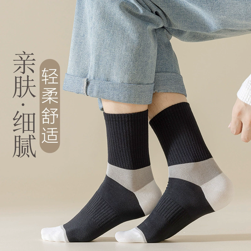 Winter demi-season cotton wear-resistant deodorized autumn knee socks, absorbs sweat and smell, mid-length