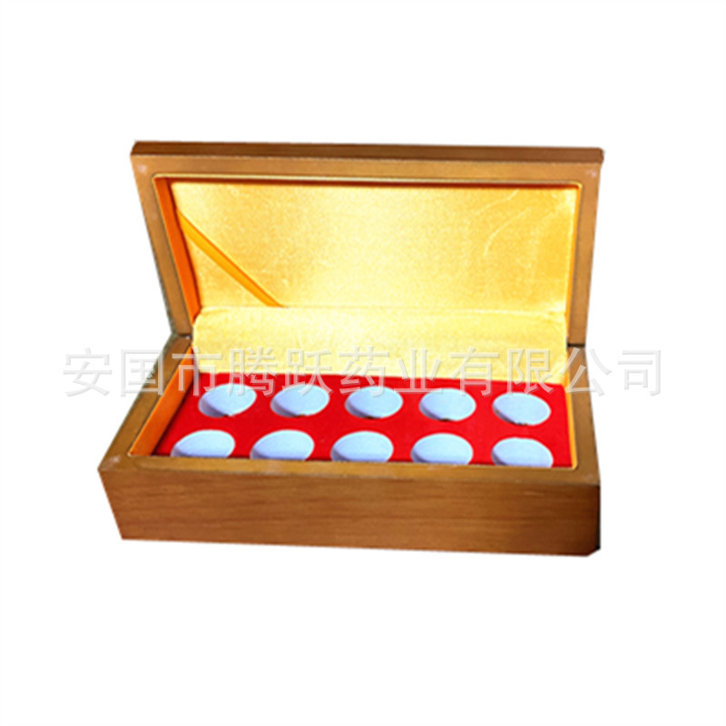 Brocade Gift Box Empty Wooden Display Case 10 Holes 2.7cm Diameter for Herbal Tea Balls and Small Jars overview