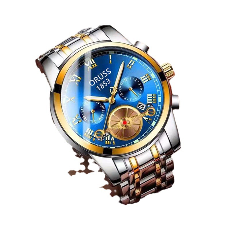 Reloj de productos genuinos reloj de movimiento automático para hombres reloj para hombres impermeable luminoso hueco amarillo oro tourbillon ciclón de moda para hombres