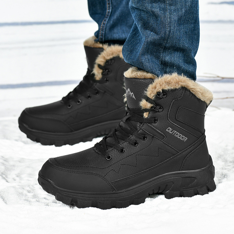 Botas de nieve de vello de invierno para hombres gruesas calientes impermeables al aire libre 46 alto 47 zapatos de algodón del noreste 48