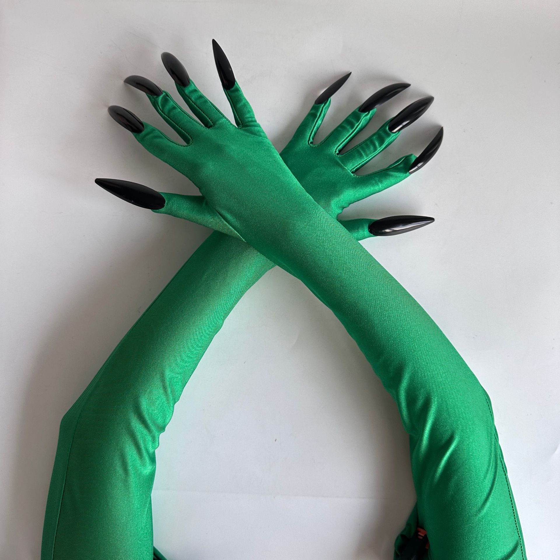 Guantes de uñas verdes (55 cm de largo)