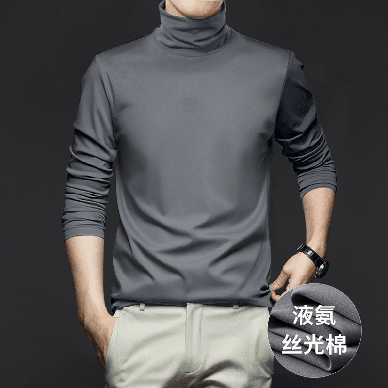 Жидкий аммиачный мерсеризер хлопчатобумажный рубашка с высоким воротником мужской антистатическая футболка с длинными рукавами осенью и зимой