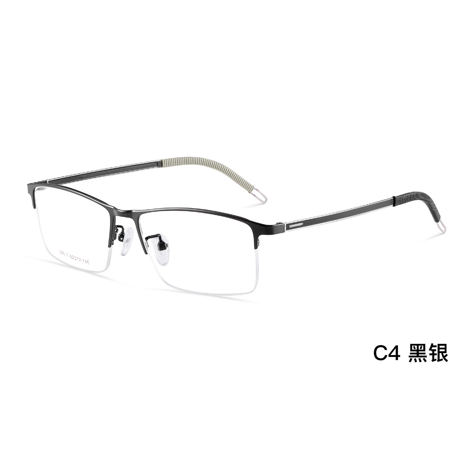 Voss con la cara grande hombre lujo ligero medio marco de gafas de aleación de negocios marco antideslizante piernas de silicona Danyang con gafas