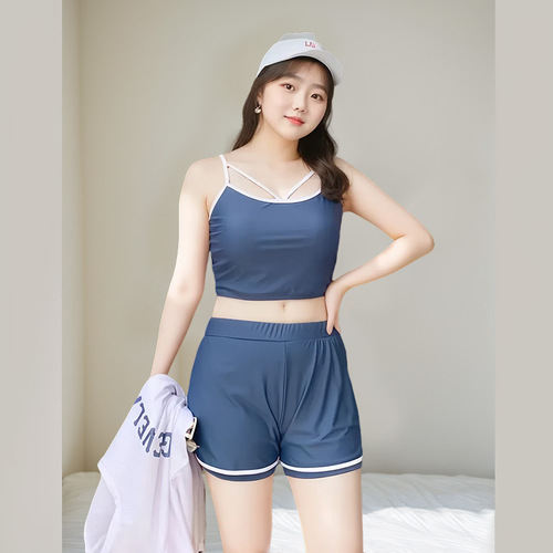 Ladies' Conservative Three-Piece Swimsuit Set for Students, Plus Size with Cover-up, for Hot Springs, Slimming, Wholesale